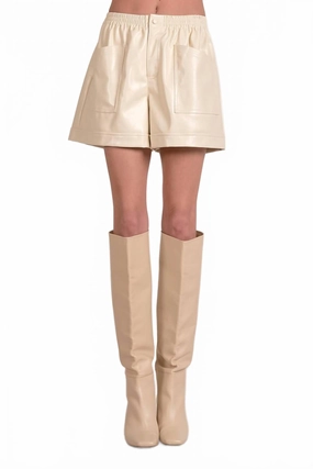 Elastic Waistband Shorts In White Fade Resistant Dye Polyester fabric