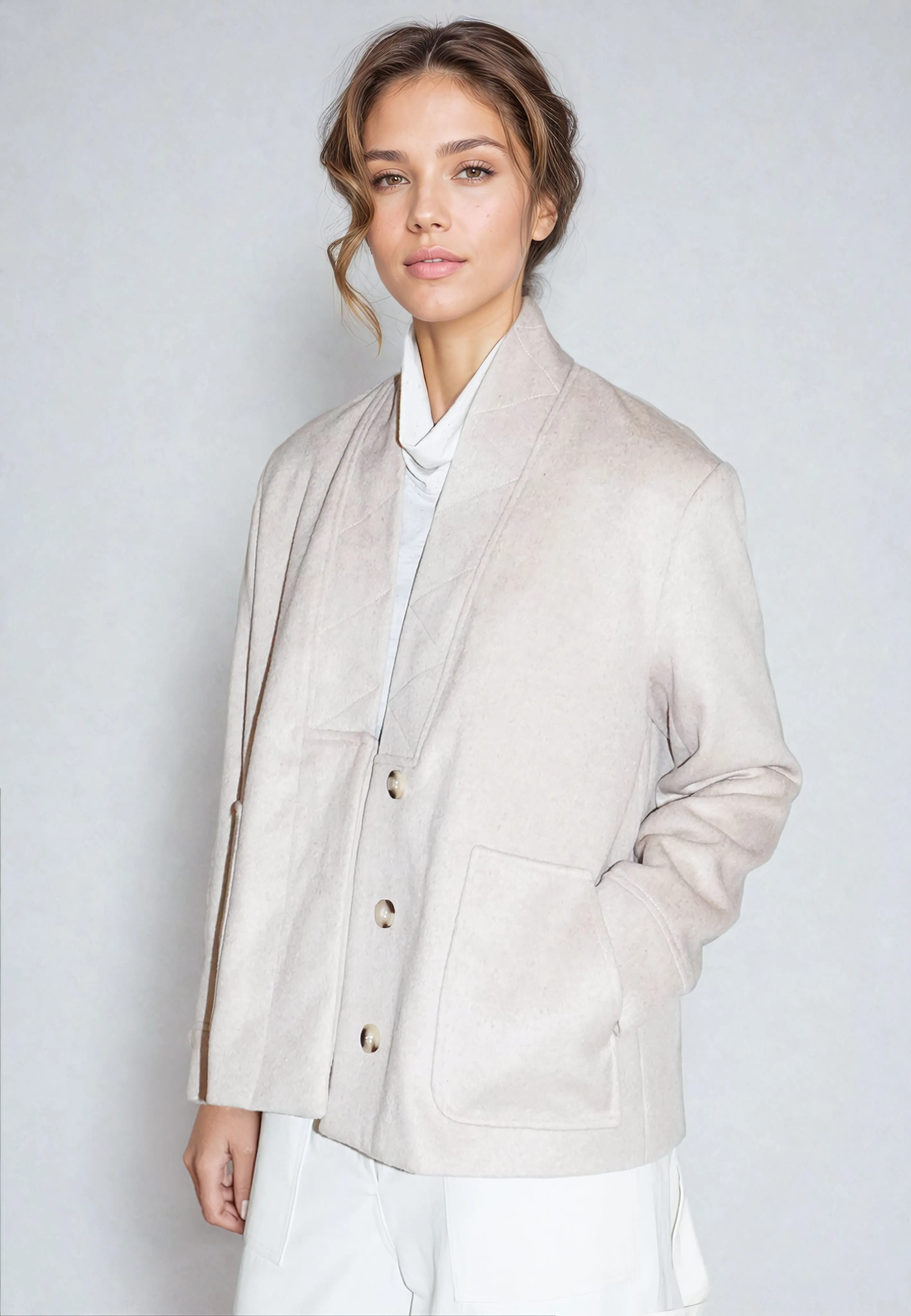OBERON BOMBER OATMEAL Friction Reducing Lining Structured Casual Fit