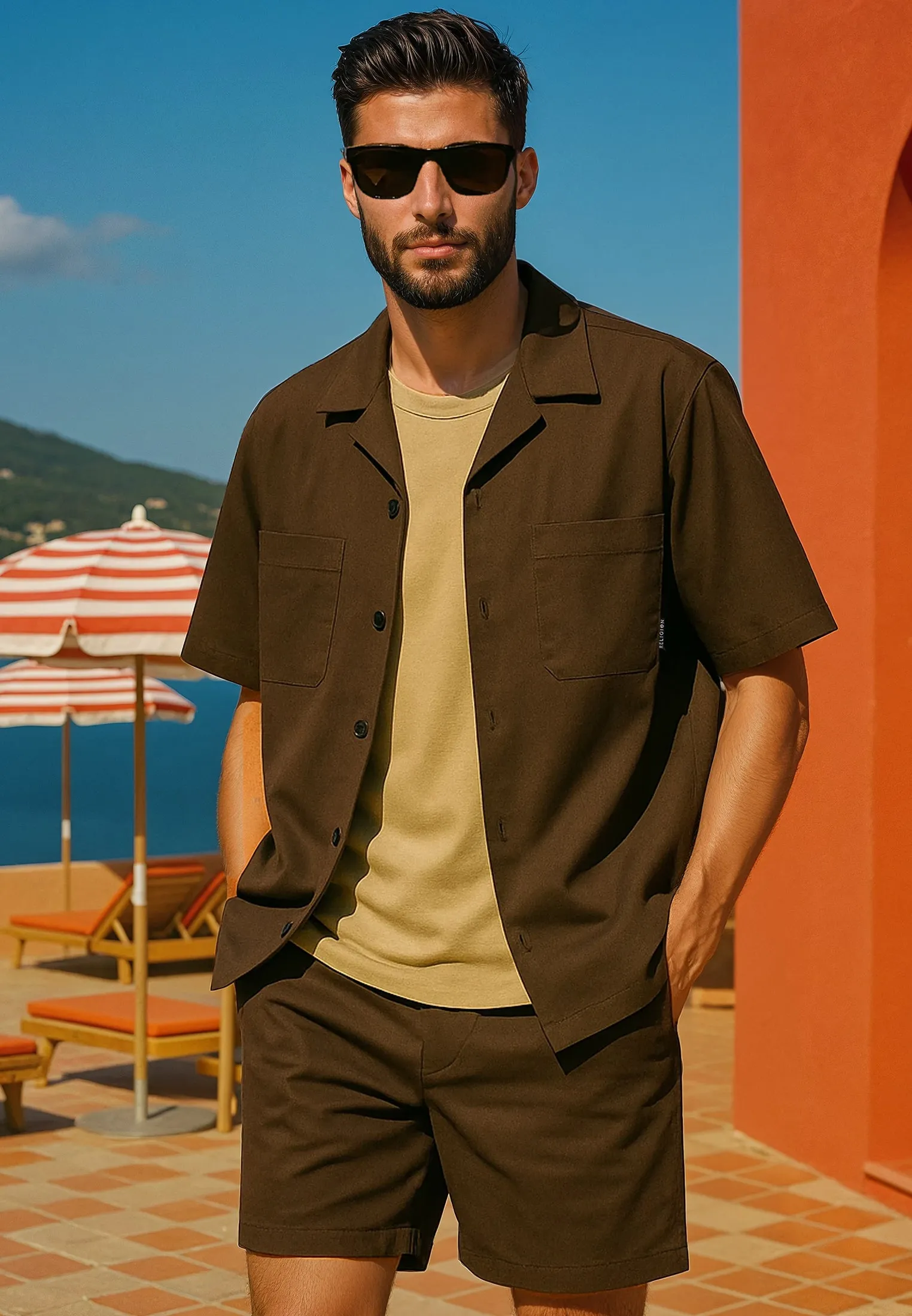 Seasonal Collection SAINT-TROPEZ LIGHTWEIGHT HOLIDAY SHIRT CHOCOLATE