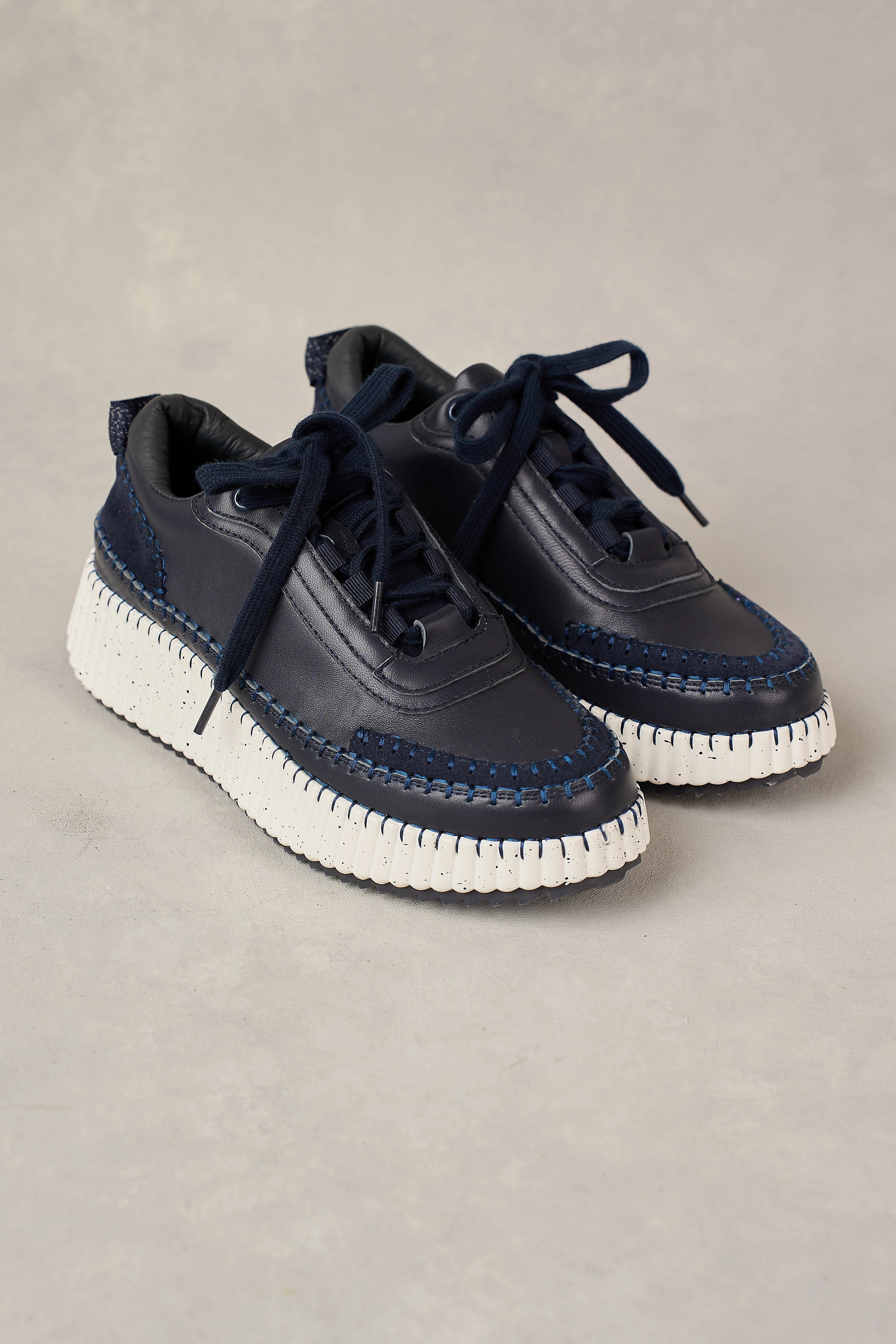 Quick Lace System Anti Skid Celine Leather Sneaker - Ink