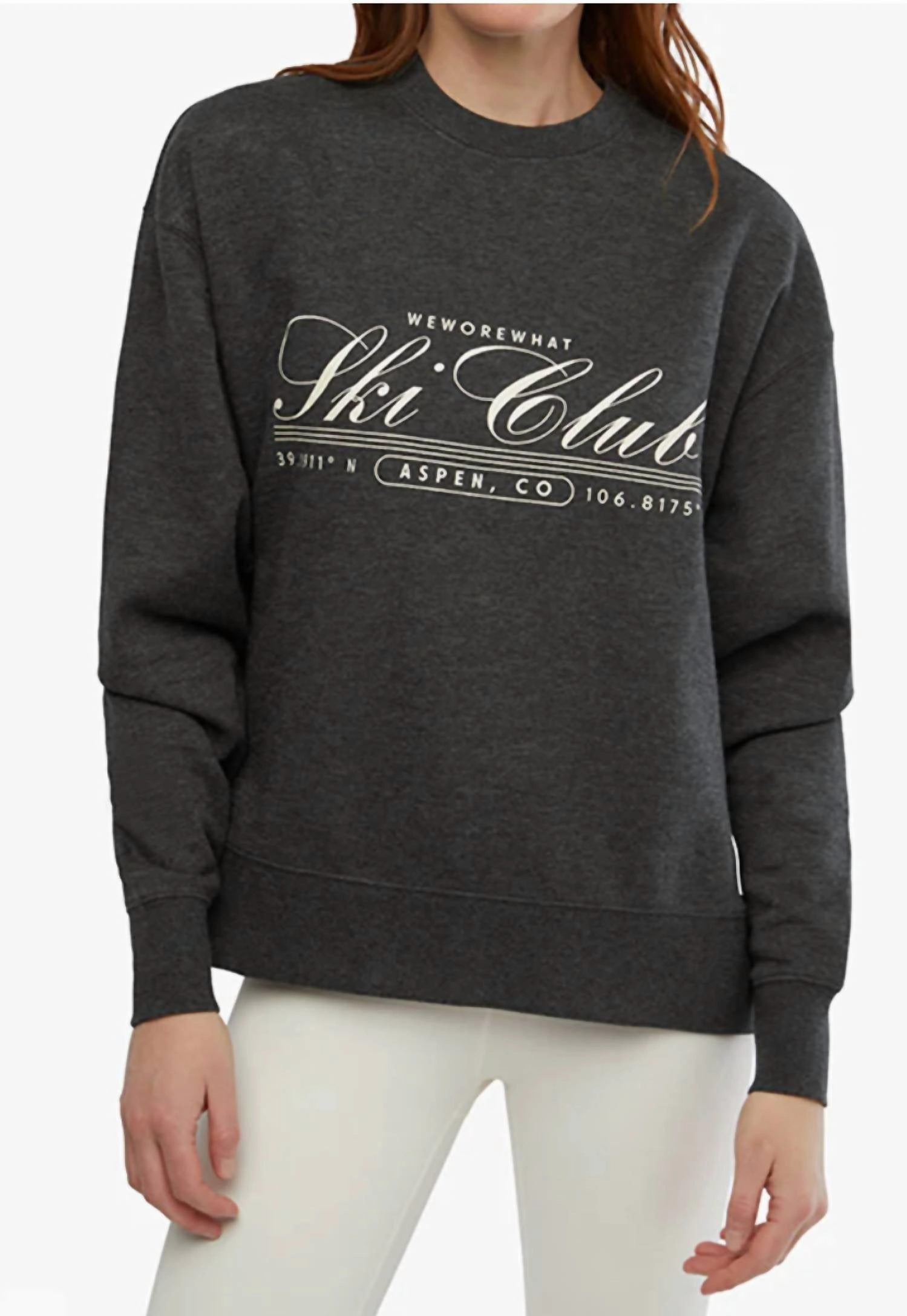 Trendy Warmth Layered Chic Ski Club Sweatshirt In Grey