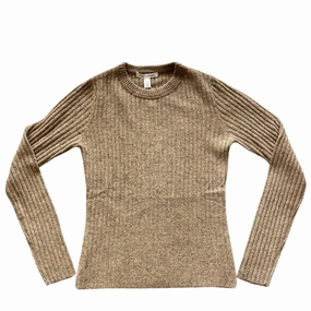 Women's Rib Crewneck Sweater In Brownie Snug fit Breathable Layer