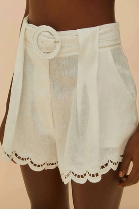 Off-White Richelieu Euroflax Premium Linen Shorts In Ivory Flexible Side Panels Snag Free Zipper