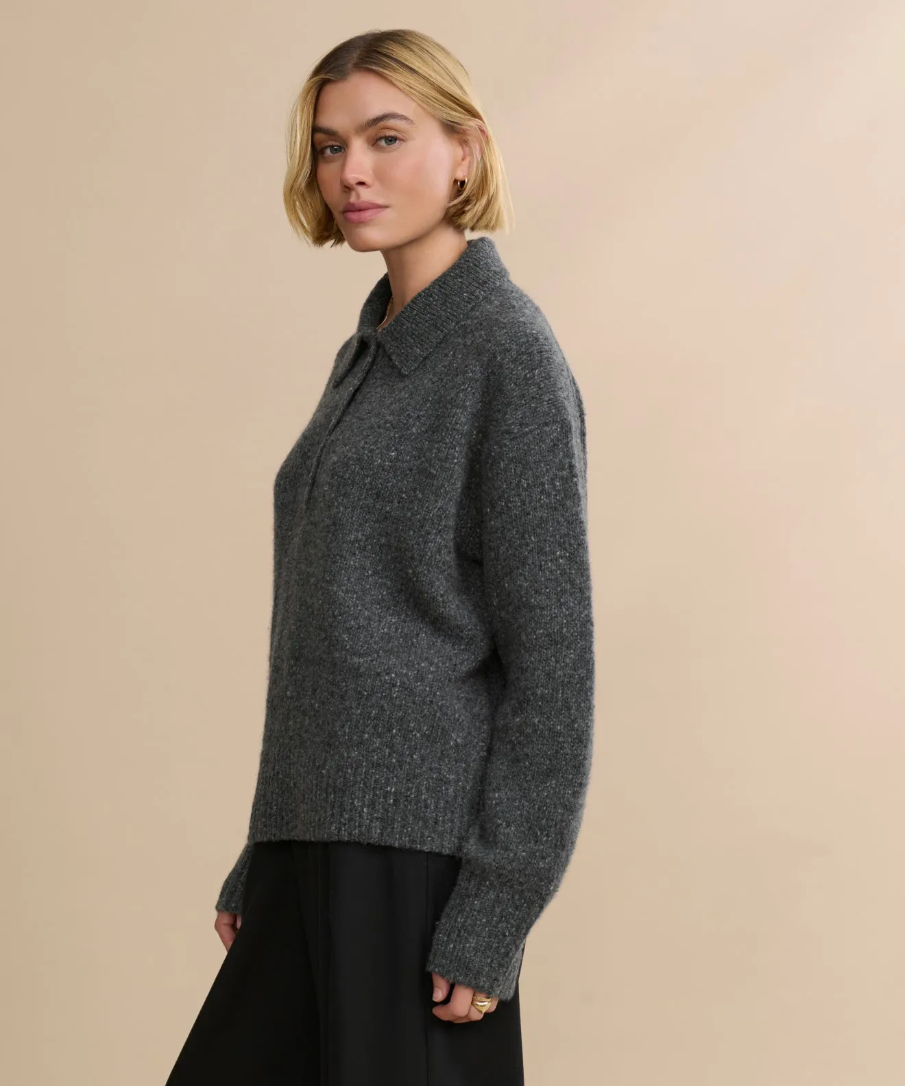 Cashmere Burke Polo Soft Finish Office Warmth