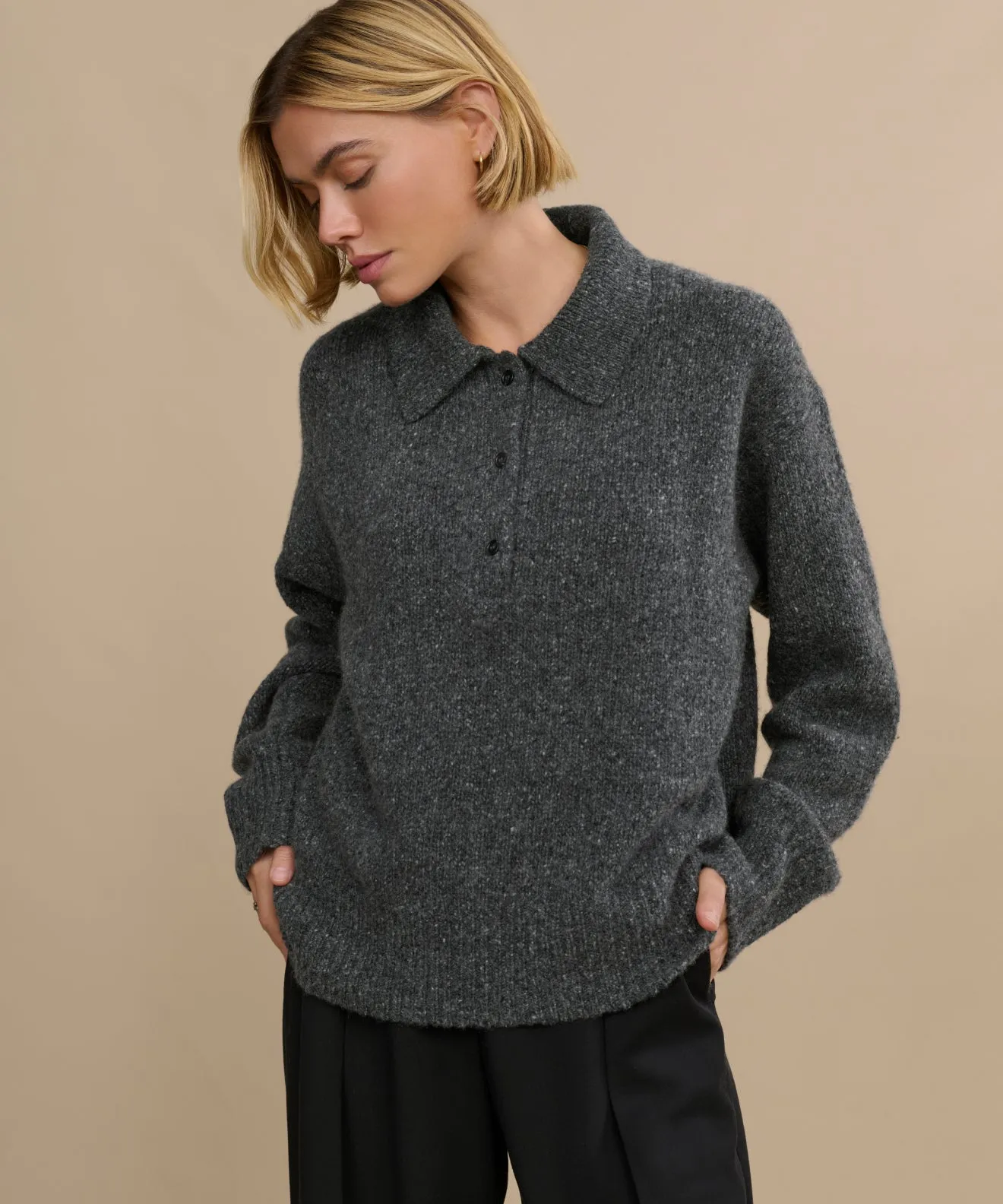 Cashmere Burke Polo Temperature Regulating Lining Relaxed Comforted