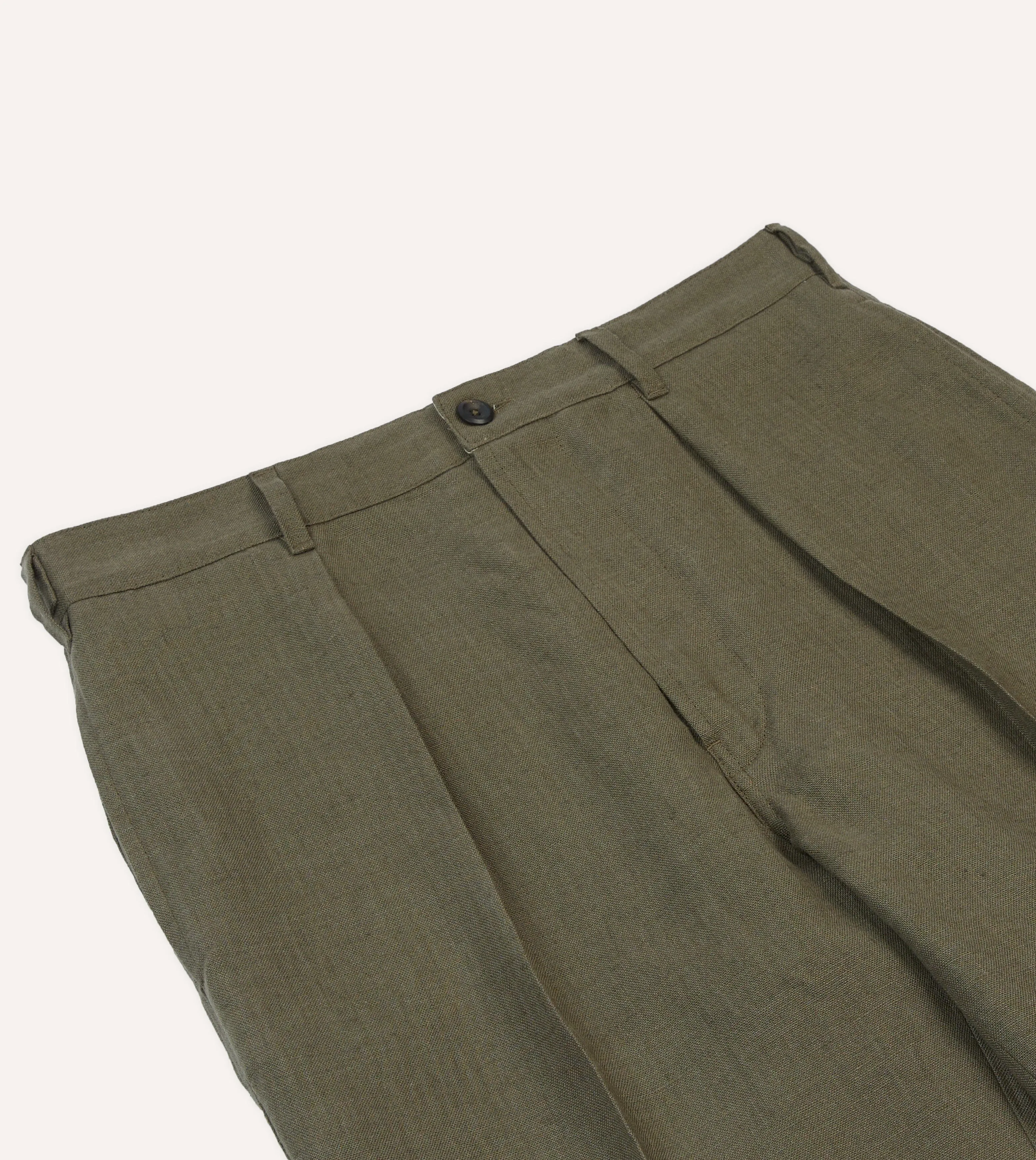 Olive Antique Linen Games Trousers Casual Chic Comfort-First