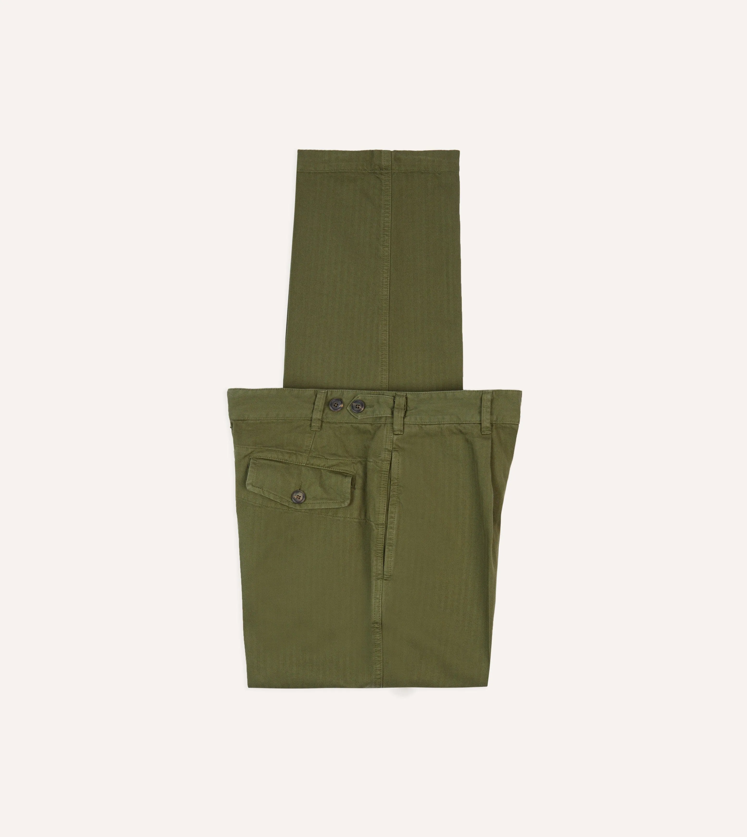 Olive Herringbone Cotton Games Trousers Outdoor Lifestyle Cozy Style
