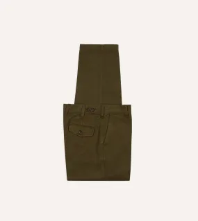 Relax Mode Basic Stretch Olive Textured Cotton Flat Front Chino