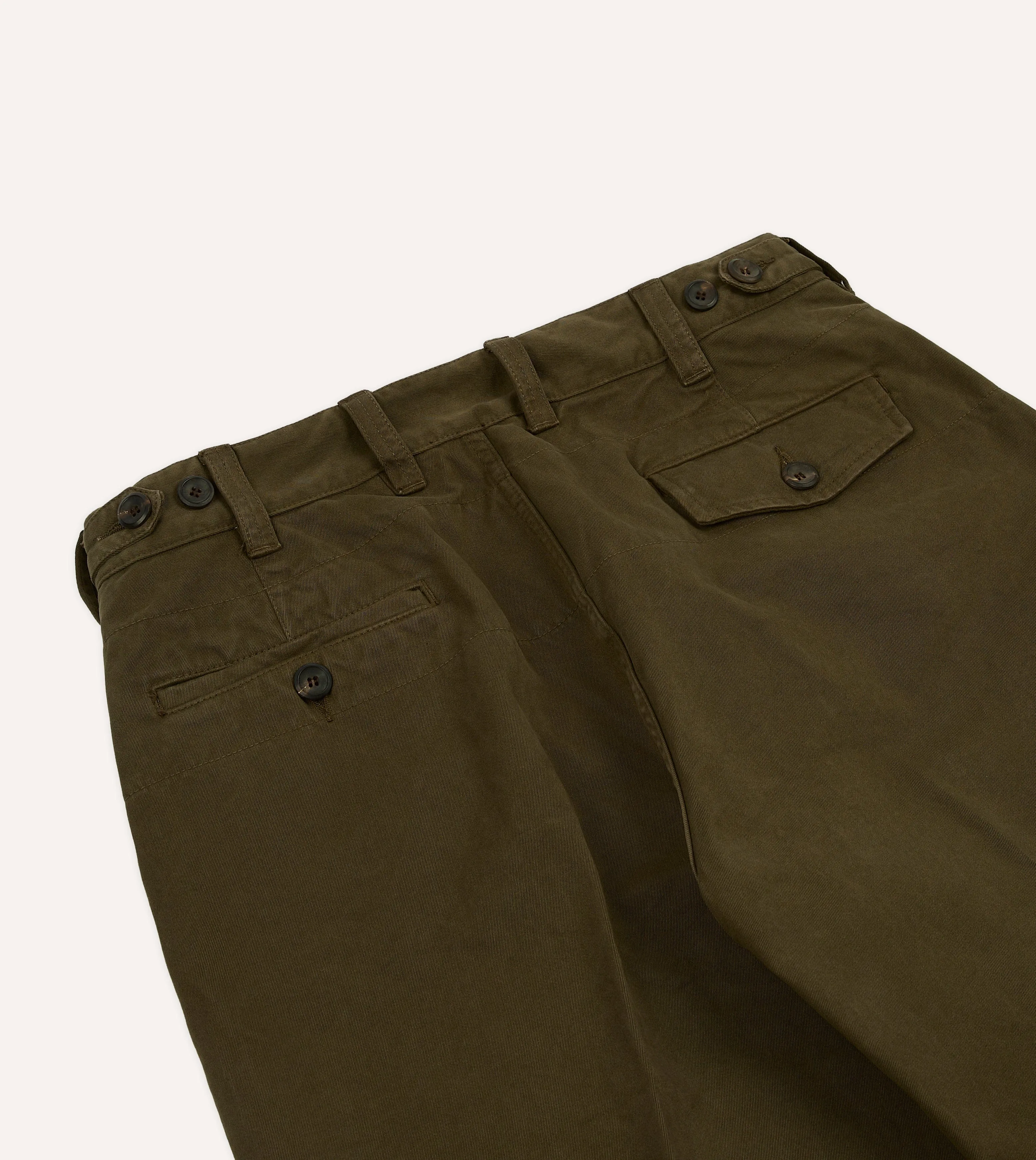 QuickDryTechnology Olive Textured Cotton Flat Front Chino
