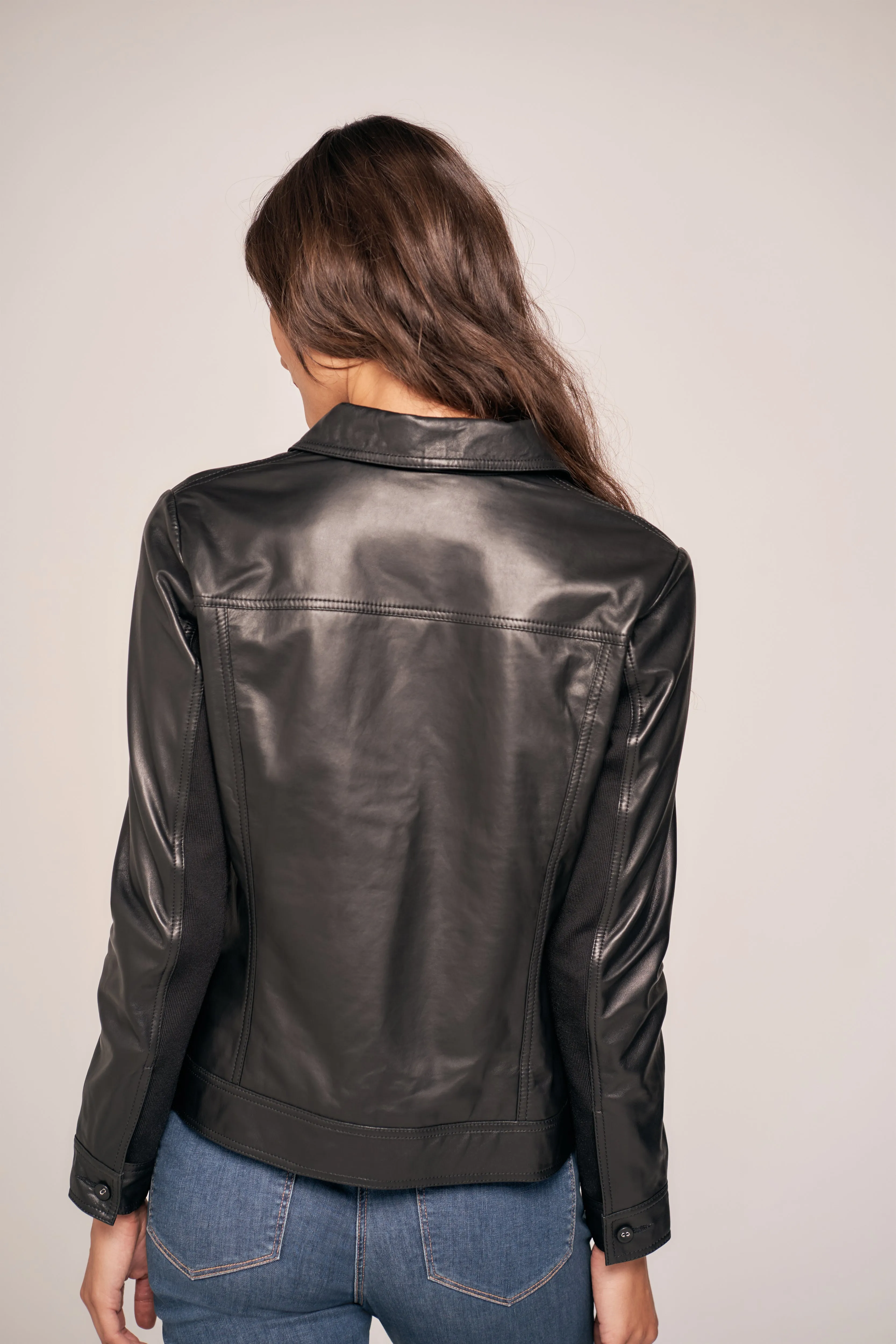 Olivia Newton-John Leather Jacket - Black Heat Trapping Layer Flexible Armholes