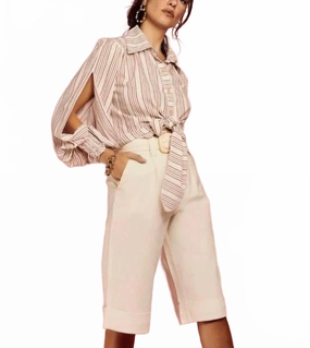 Rose Linen Culottes Short In Off White Functional Design