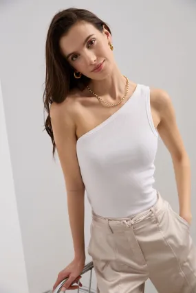 Feminine Appeal One shoulder rib top