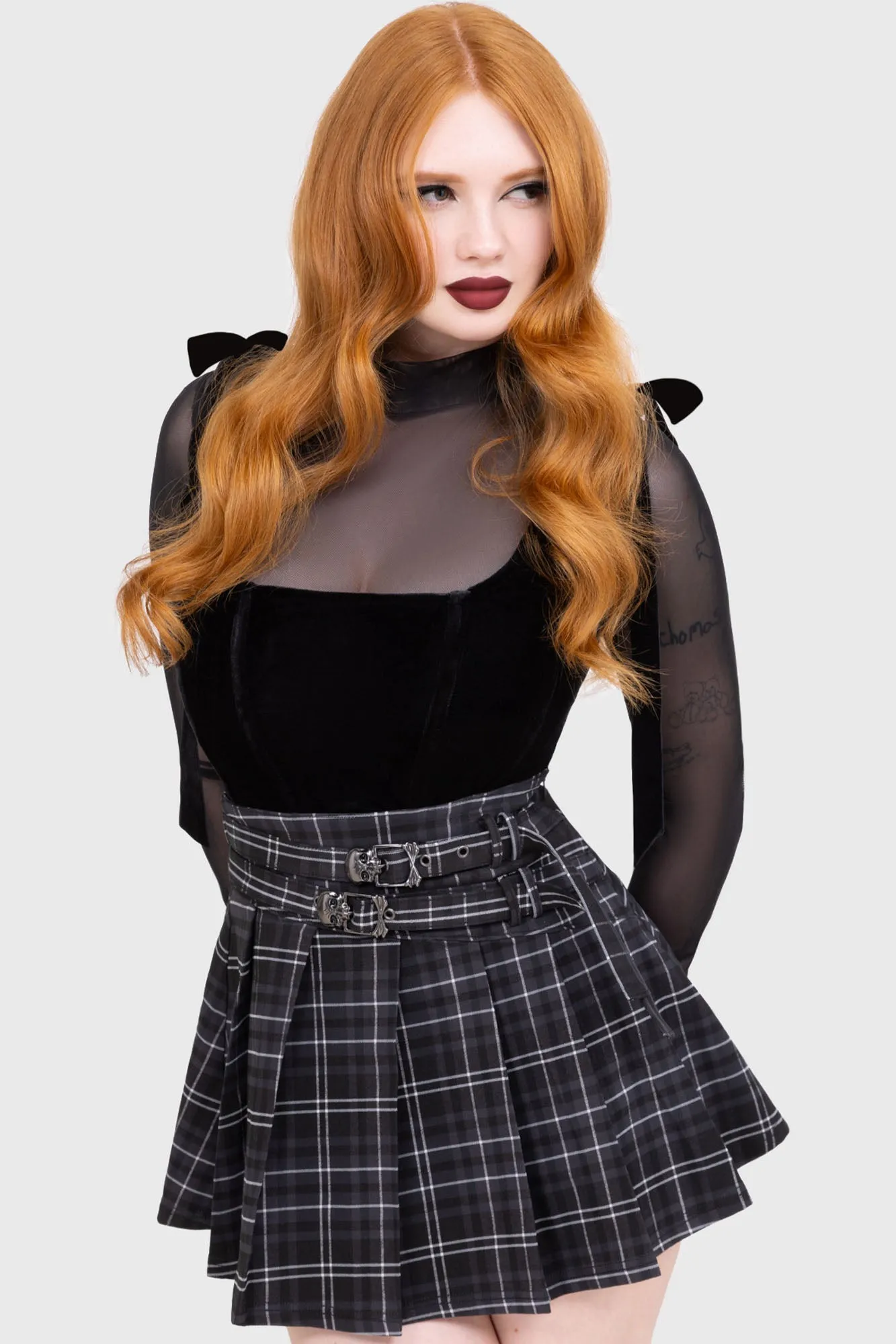 Tartan Riot Skirt [GREY] Light Mood