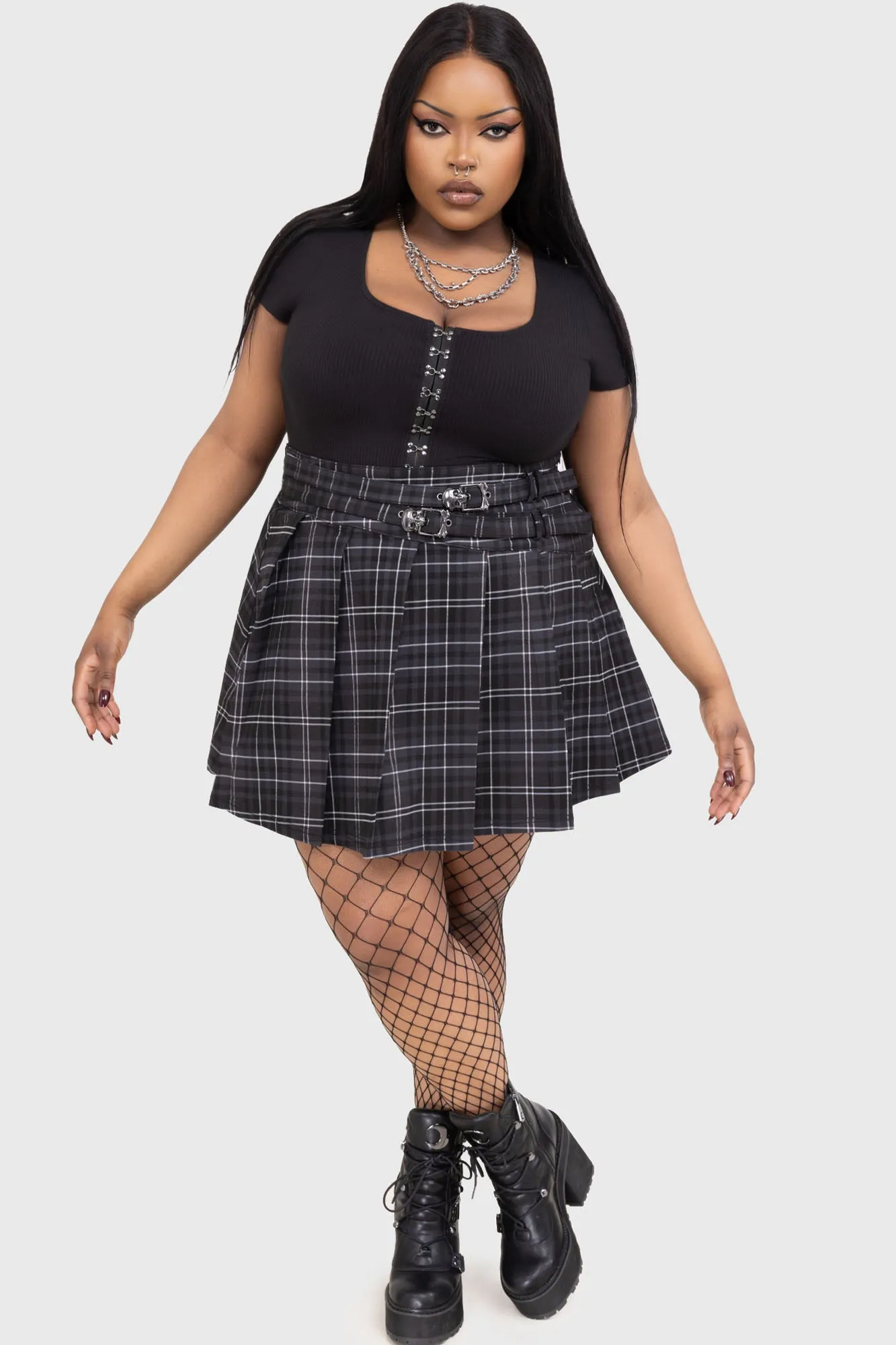 Tartan Riot Skirt [GREY] light colors