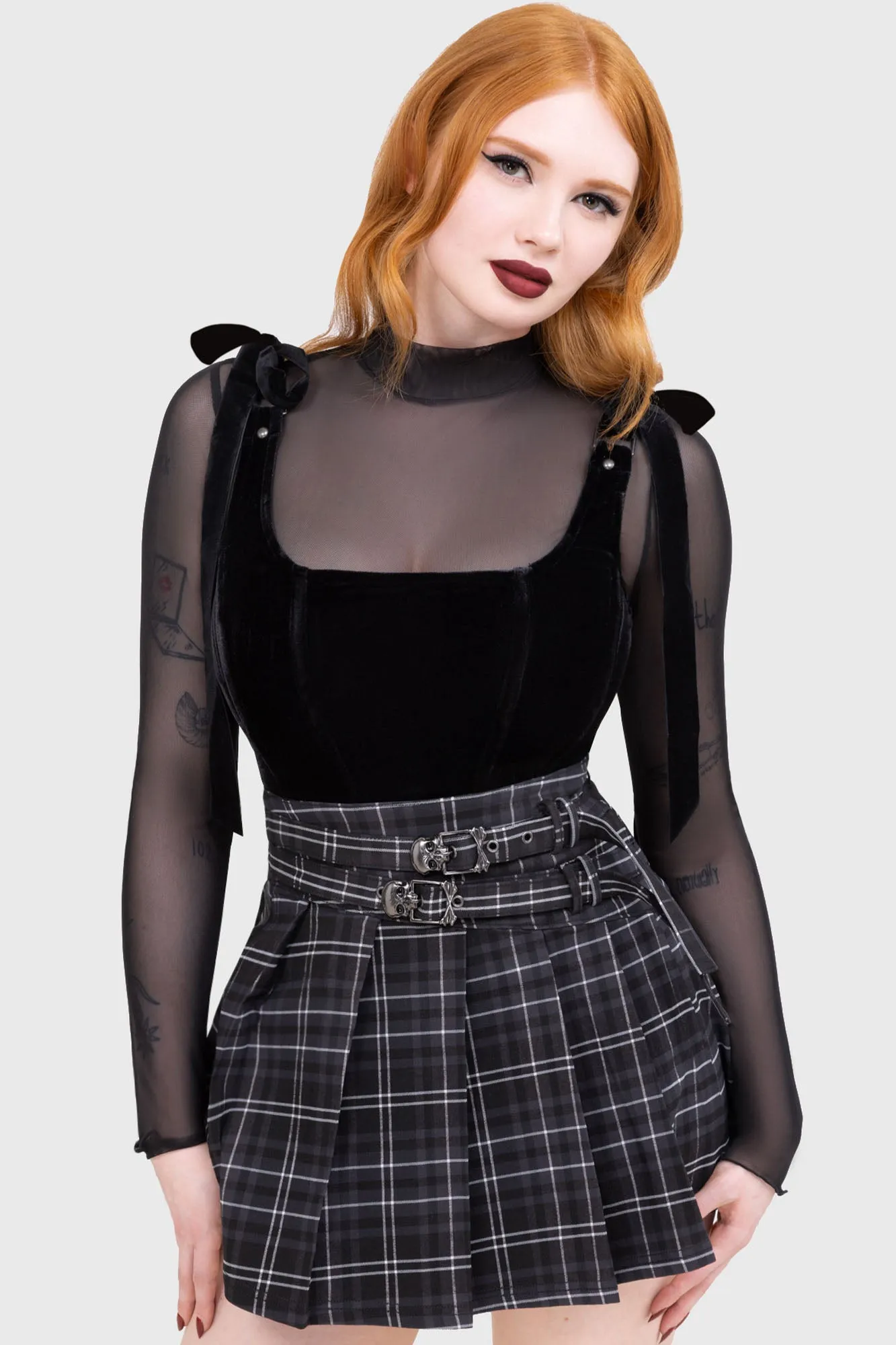 Tartan Riot Skirt [GREY] Lightweight texture