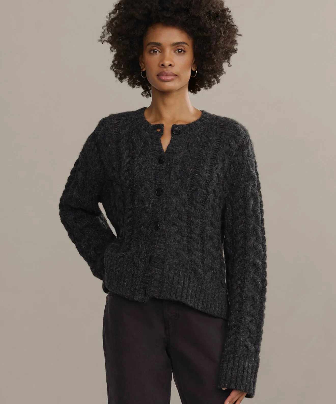 Hand Linked Seams Ventilated Mesh Panel Cable Juliette Cardigan