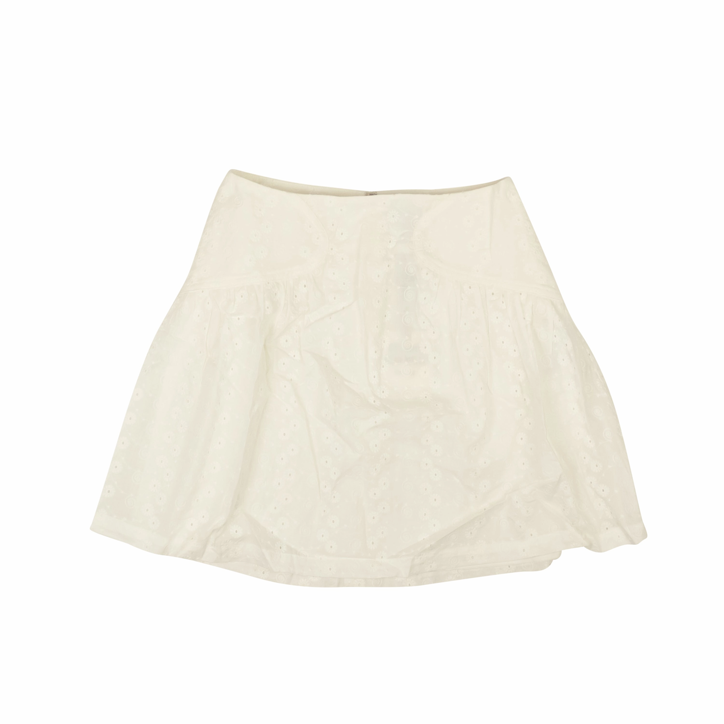 Friction Free Optic White Cotton Eyelet Mini Skirt