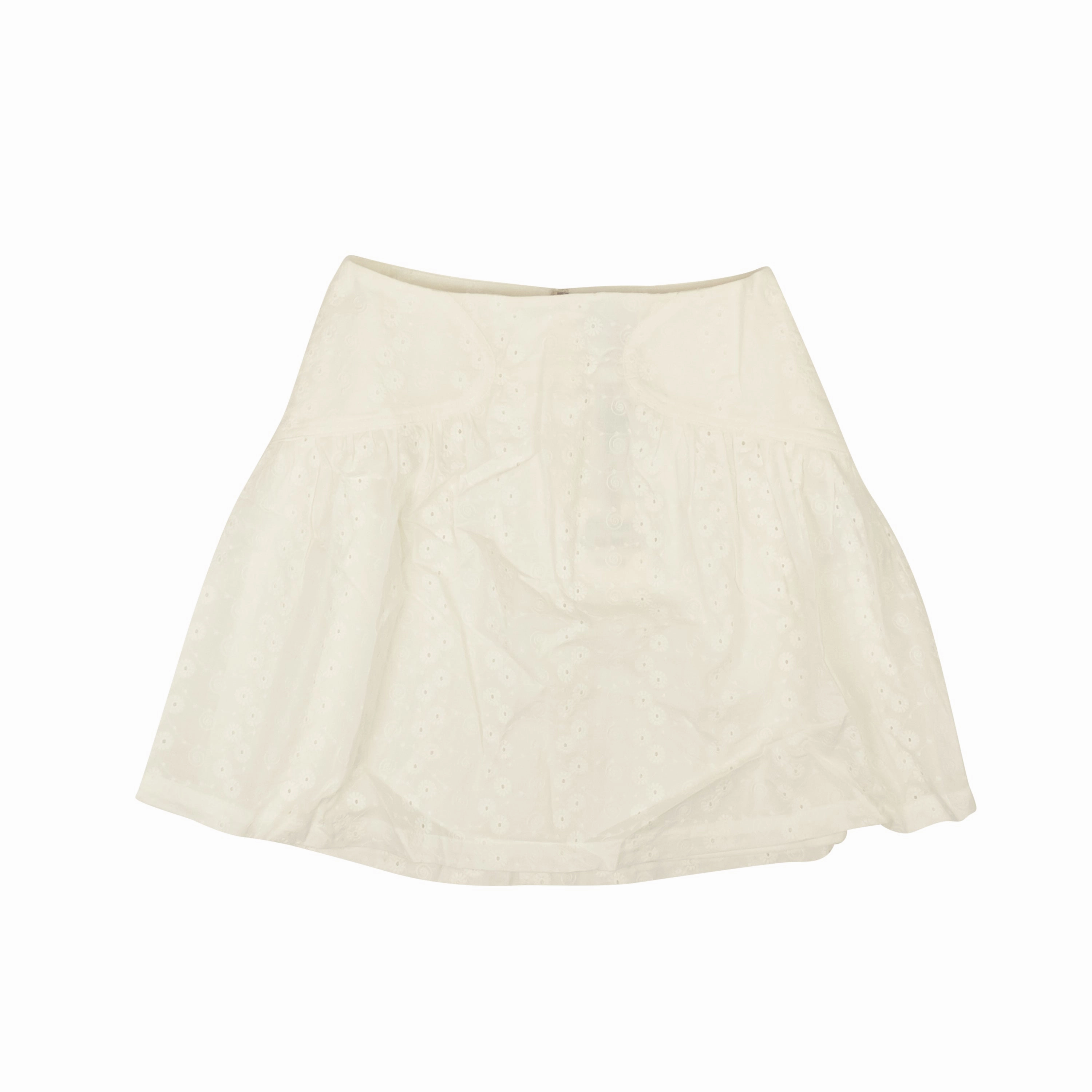 Polished Touch Airy Feel Optic White Cotton Eyelet Mini Skirt