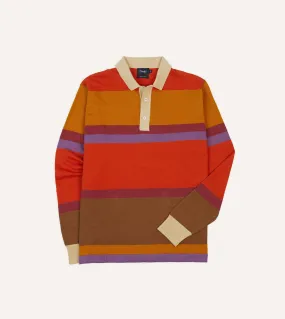 Cultural Inspired Orange, Brown and Purple Linen Cotton Knitted Rugby Shirt
