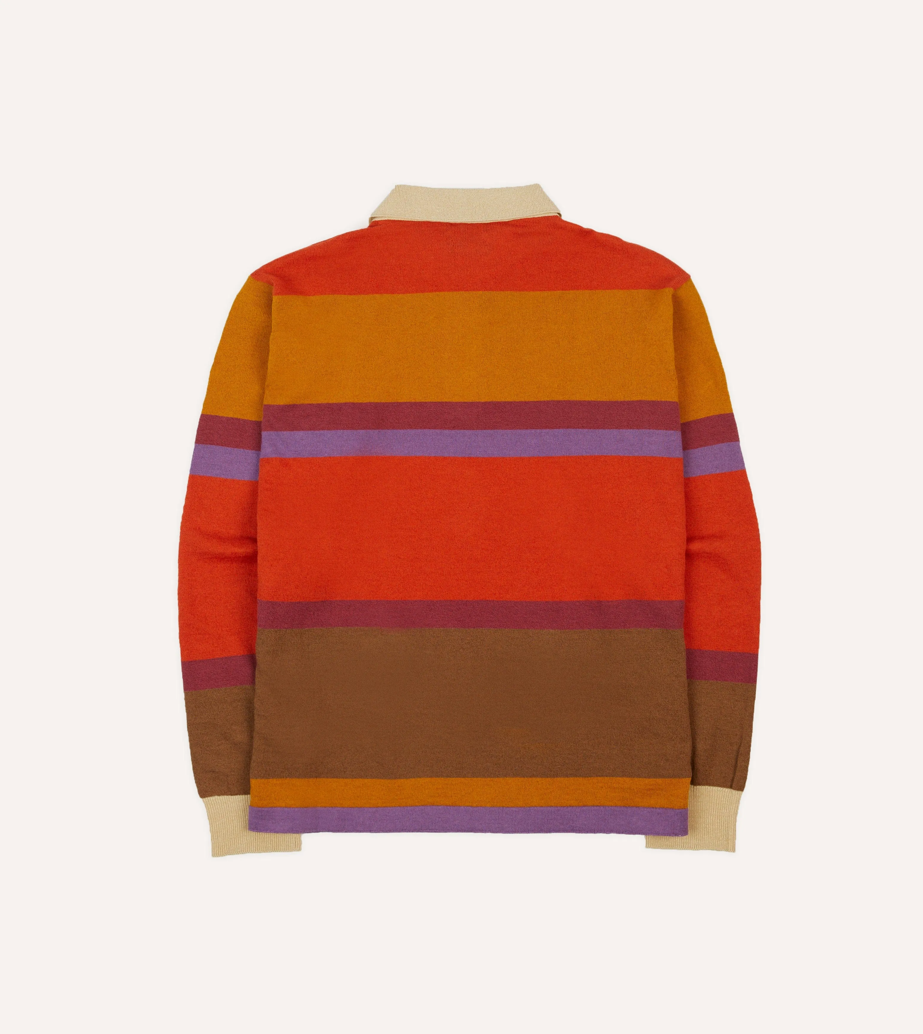 Orange, Brown and Purple Linen Cotton Knitted Rugby Shirt Wrinkle-Free Clean Edge Trim