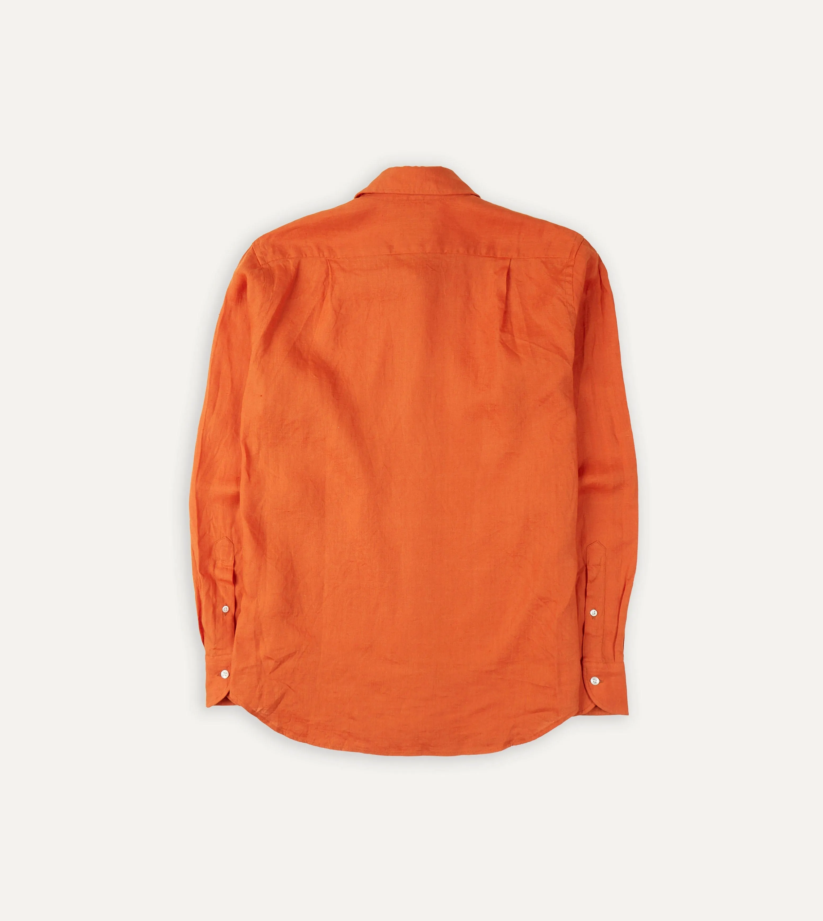 Edgy style Orange Linen Spread Collar Shirt