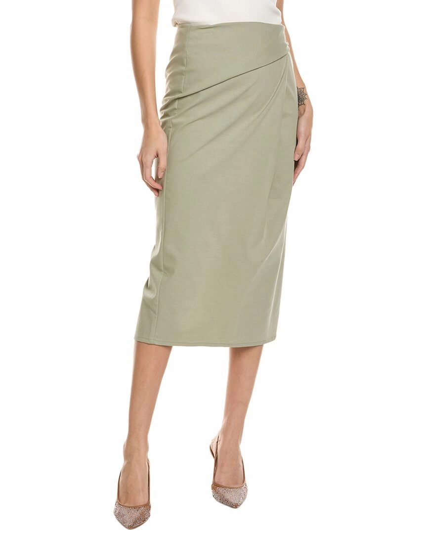 Reiss Nadia Wrap Midi Skirt Knitted Fabric Faux Leather