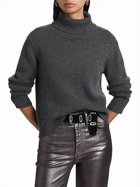 Clean Turtleneck Sweater In Charcoal Heather Comfy Fit