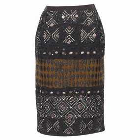 Calm Mood Knee Length Oscar De La Renta raffia sequins jacquard skirt