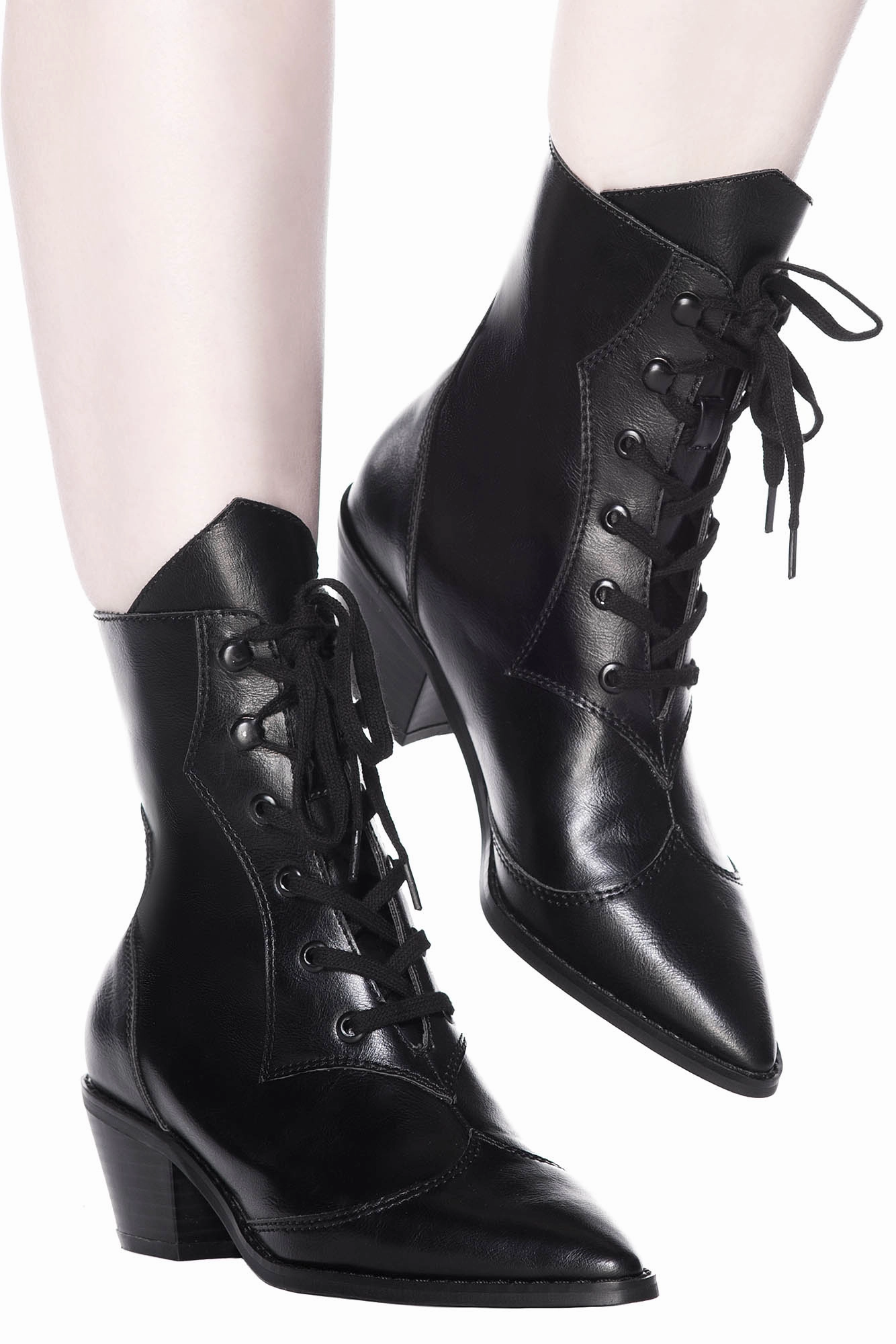Wedge Sole Raven Pointed-Toe Bootie