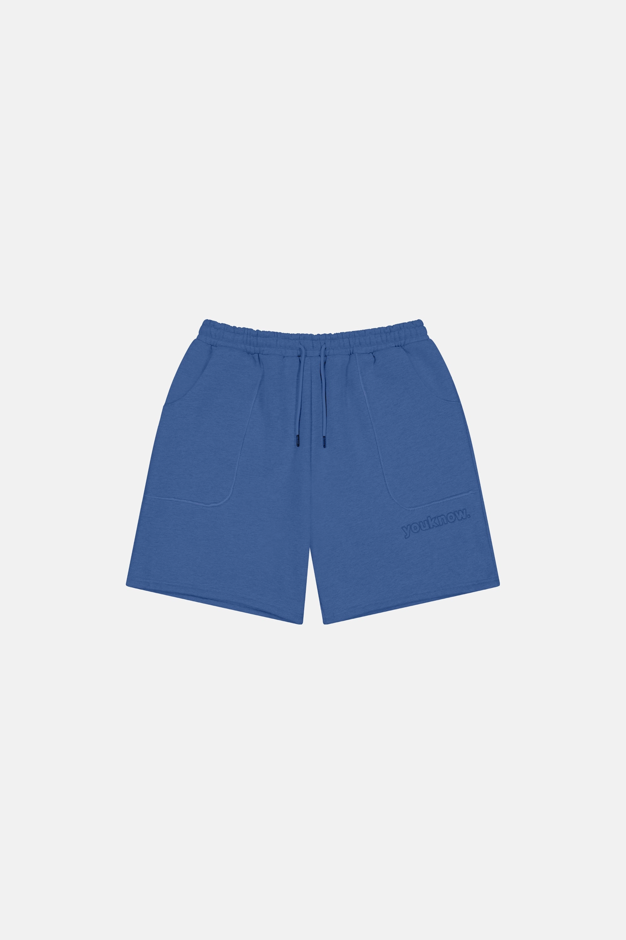 Rubberized Waistband Exposed Seam Shorts | Blue