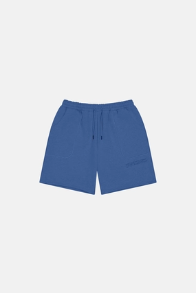 Rubberized Waistband Exposed Seam Shorts | Blue