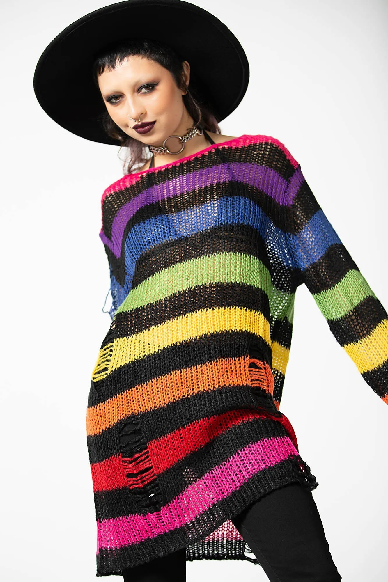 Over The Rainbow Knit Sweater Recycled Fiber Sleek Wear