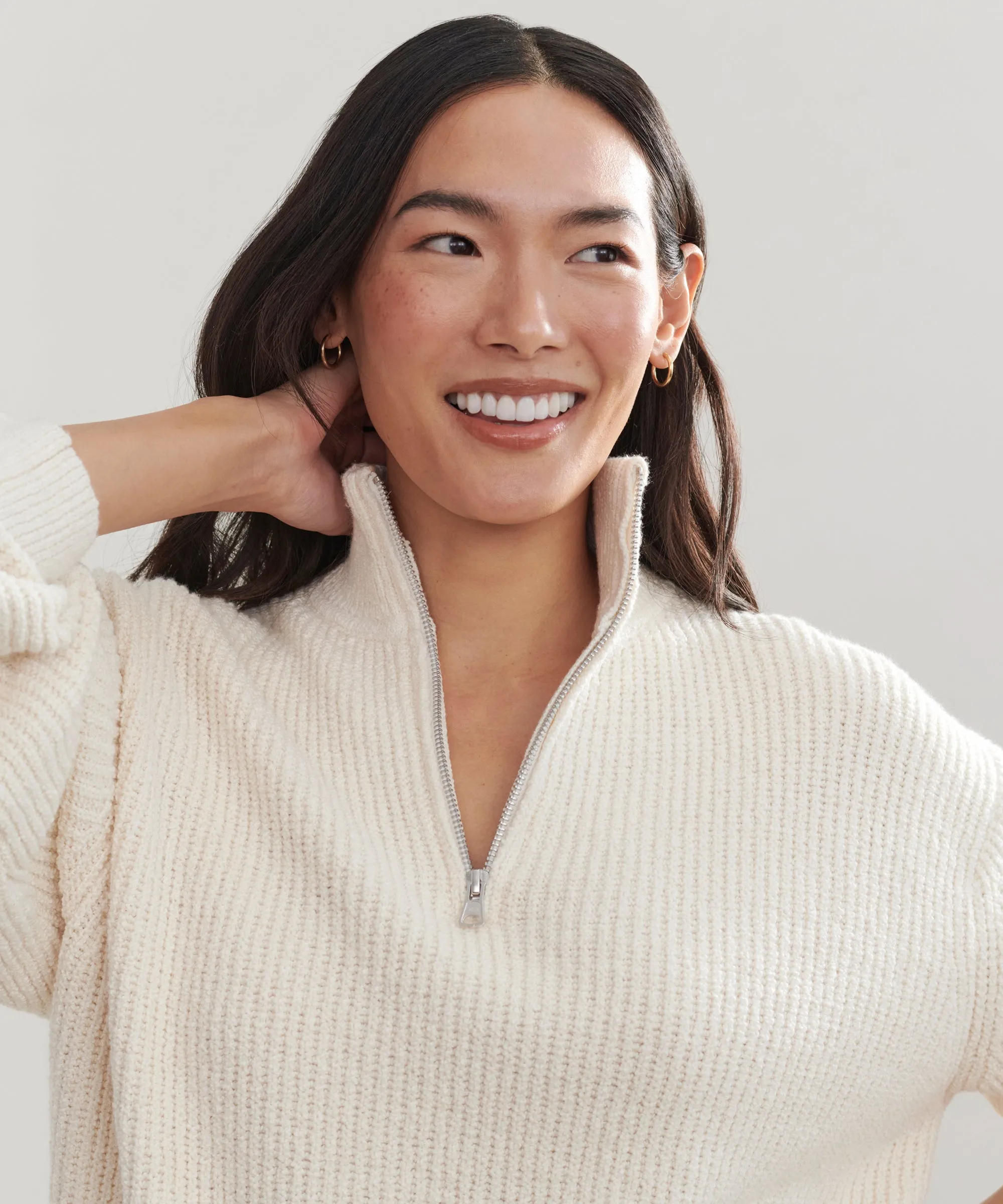 Smooth Flatlock Seams Moisture wicking Oversized Half Zip