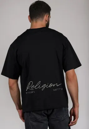 OVERSIZED HEAVY EMBRO T-SHIRT JET BLACK Festival wear