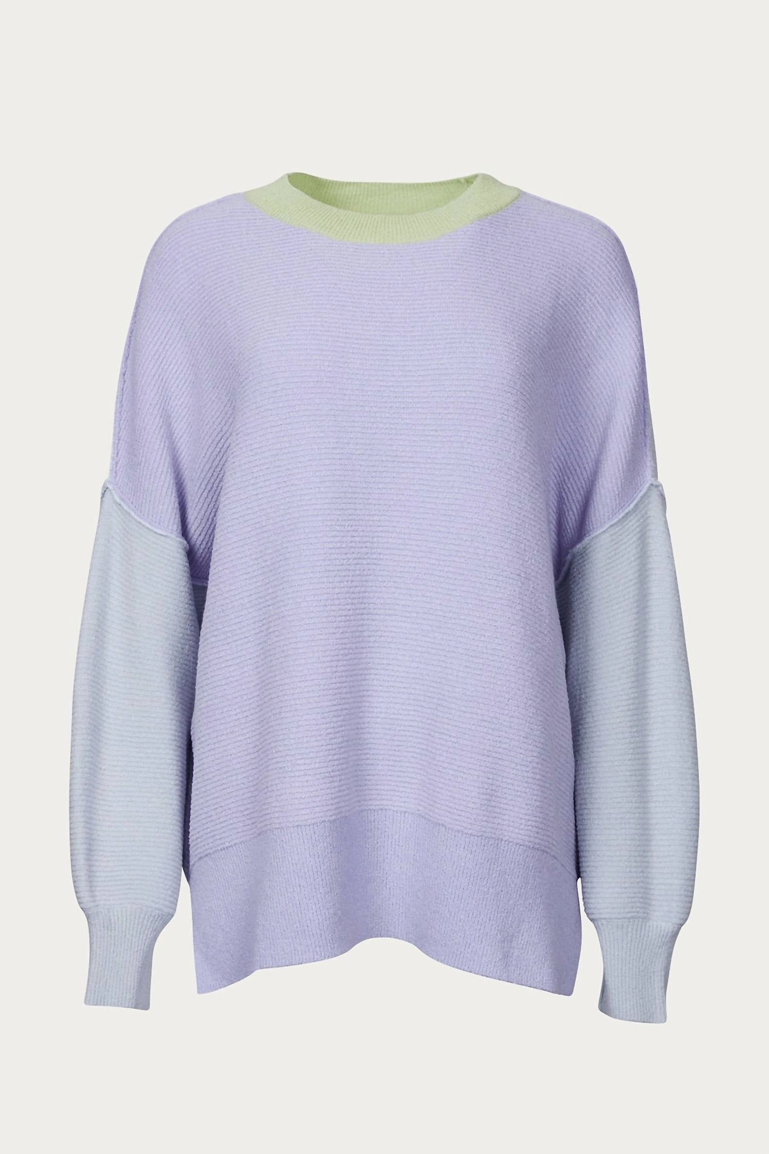 Seasonal Warmth Oversized Ottoman Colorblock Sweater In Lavender