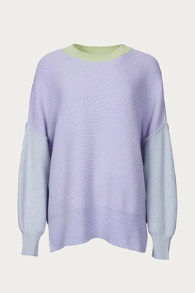 Seasonal Warmth Oversized Ottoman Colorblock Sweater In Lavender