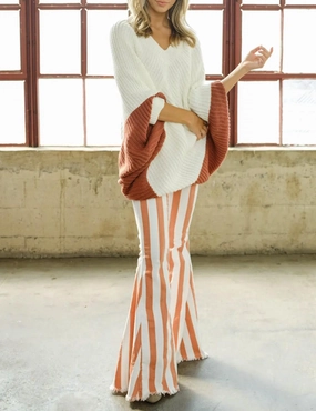 Oversized Ribbed-Knit Tunic Sweater In Pumpkin Comfy Wearable