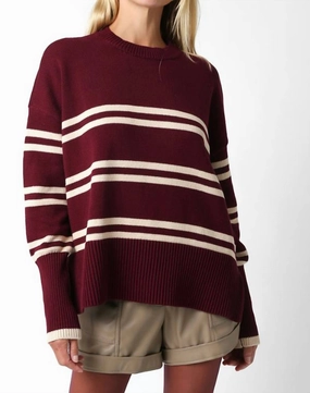 Oversized Stripe Sweater In Burgundy Essential Layer