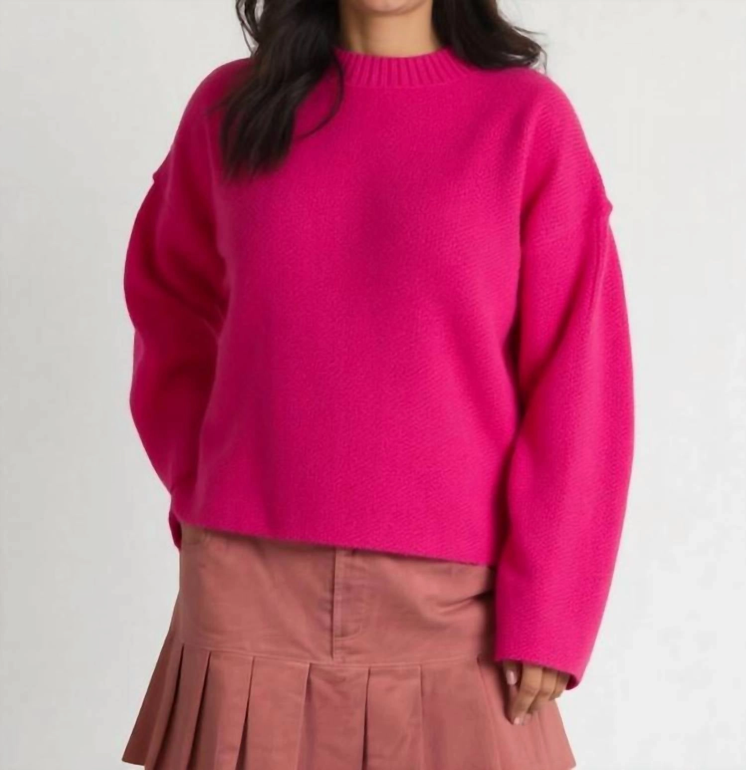 Oversized Sweater In Hot Pink Fashionable Wear