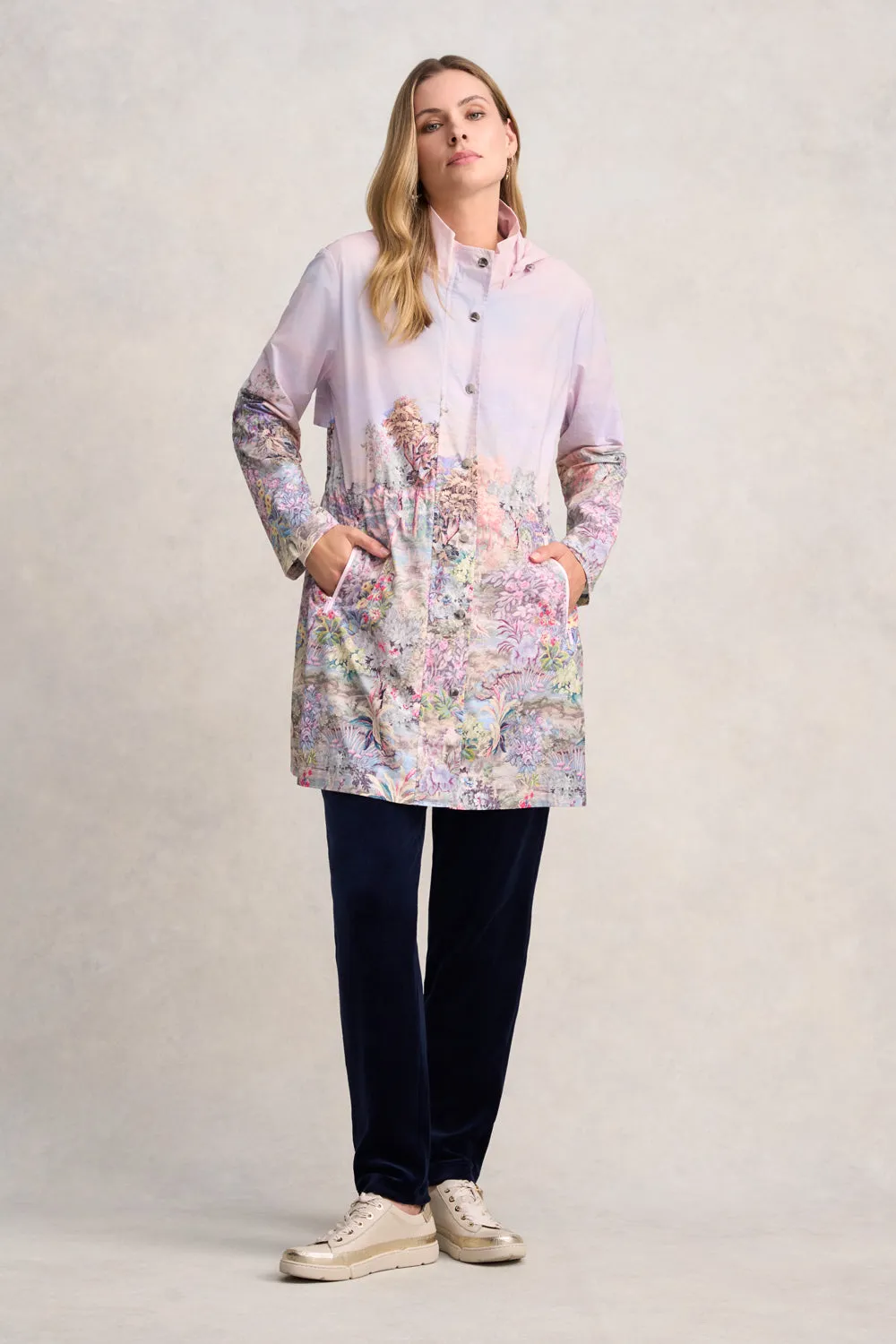 Collar Stabilization System Packable Spray Jacket - Scenic Sunset Print