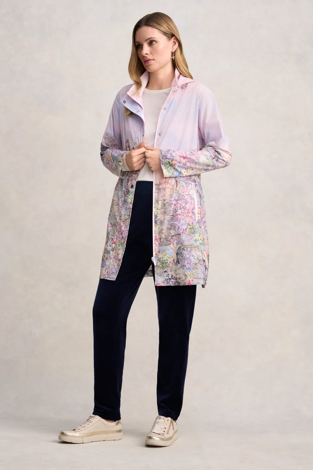 Packable Spray Jacket - Scenic Sunset Print Recycled Textile