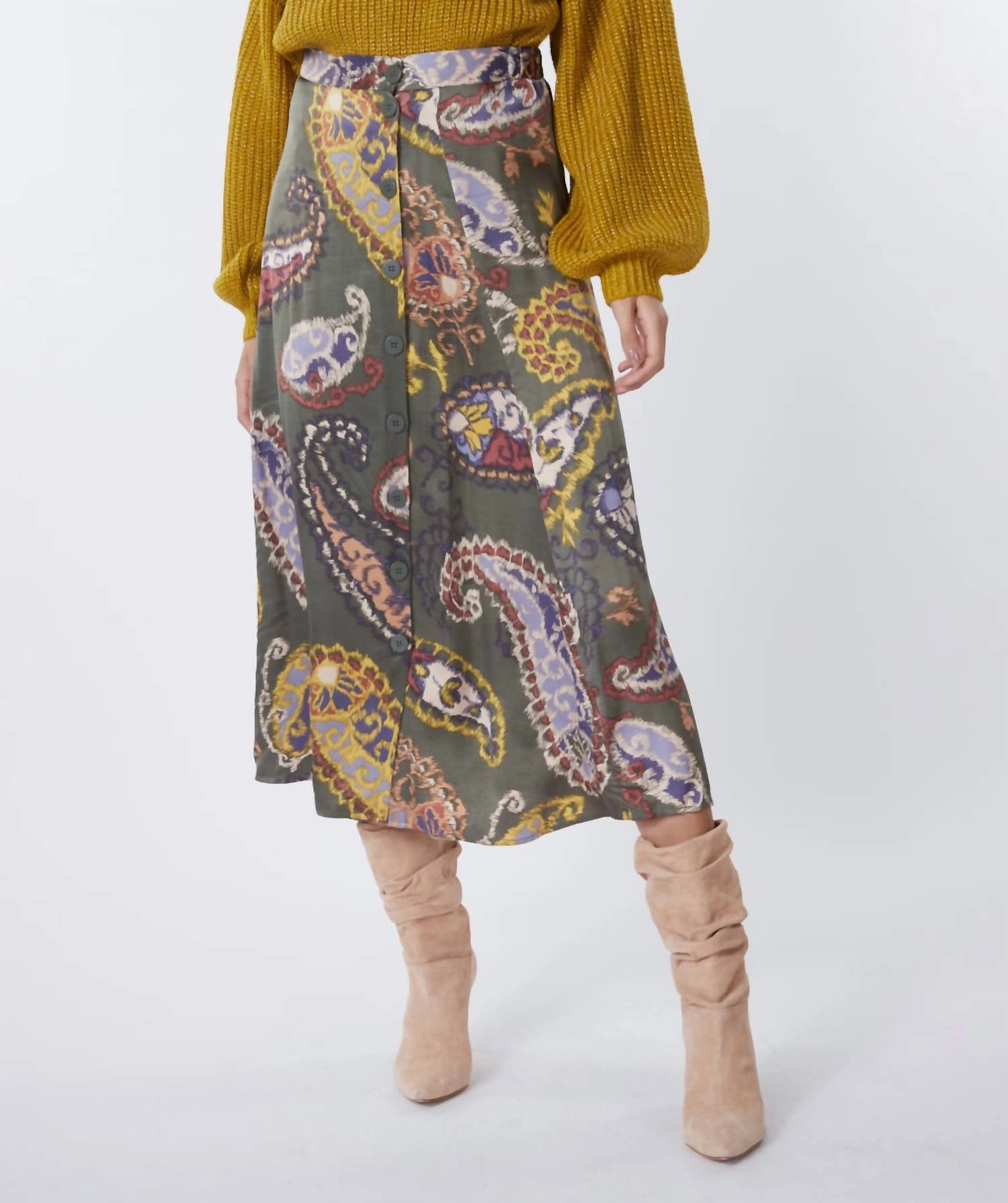 Paisley Skirt In Multiprint Convertible Style