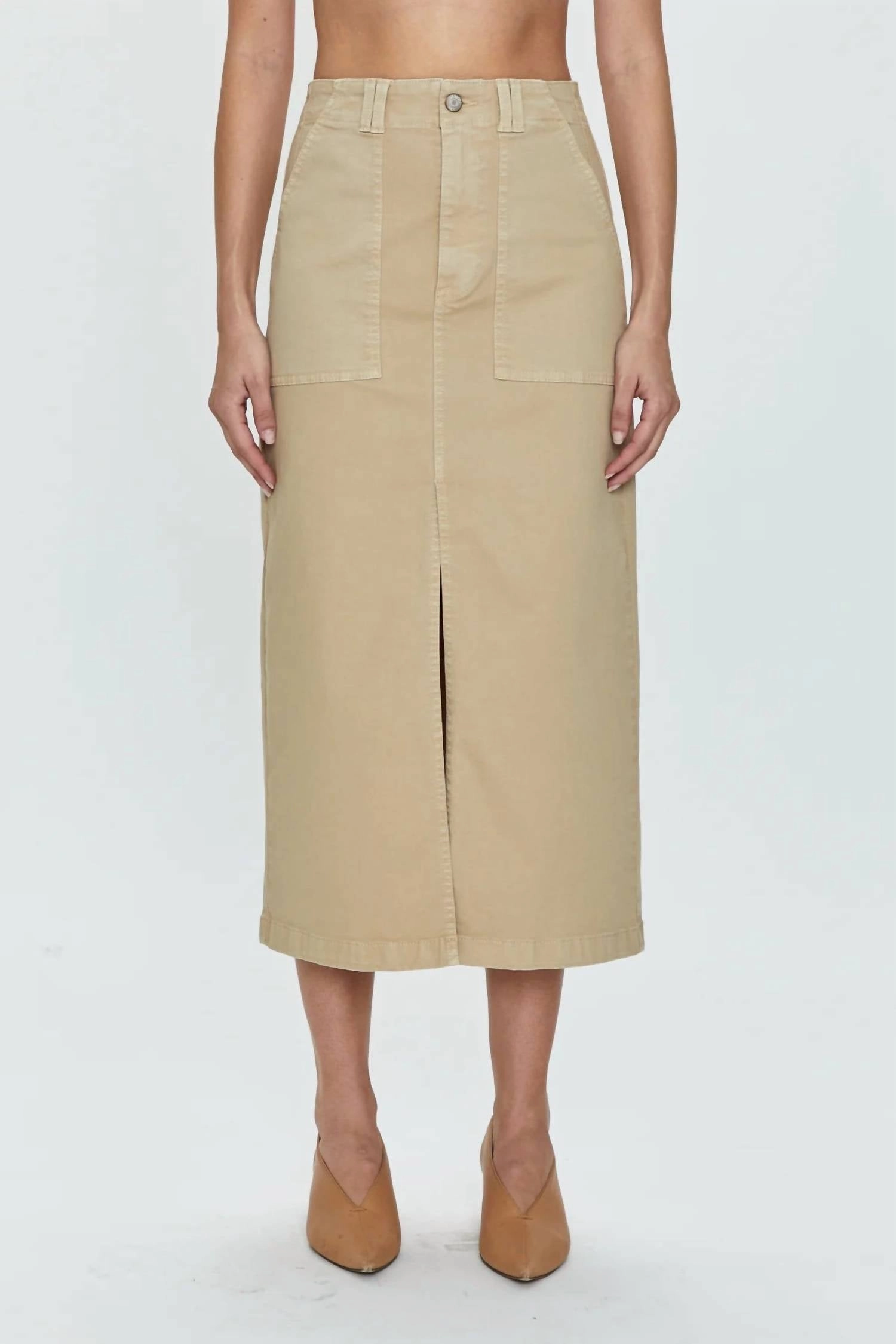 Urban Style Sustainable Fabric Pamela High Rise Utlility Skirt In Latte