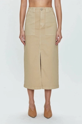 Urban Style Sustainable Fabric Pamela High Rise Utlility Skirt In Latte