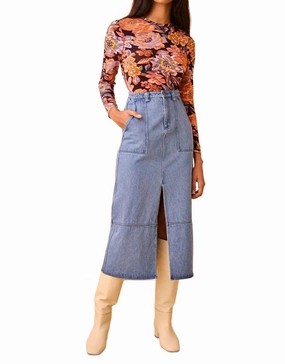 Parke Skirt In Blockerly Denim Minimalist Layering
