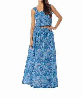 A Line Cut Parker Maxi Skirt In Azure