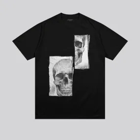 Compact Stitch Pattern Summer Favorite PATCH SKULL T-SHIRT BLACK