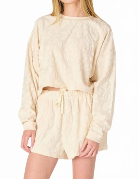 Chic Style Patterned Lounge Top In Cream