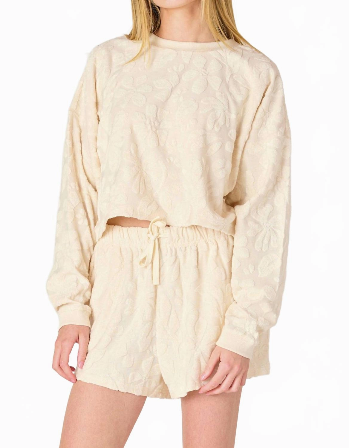 Versatile Apparel Patterned Lounge Top In Cream