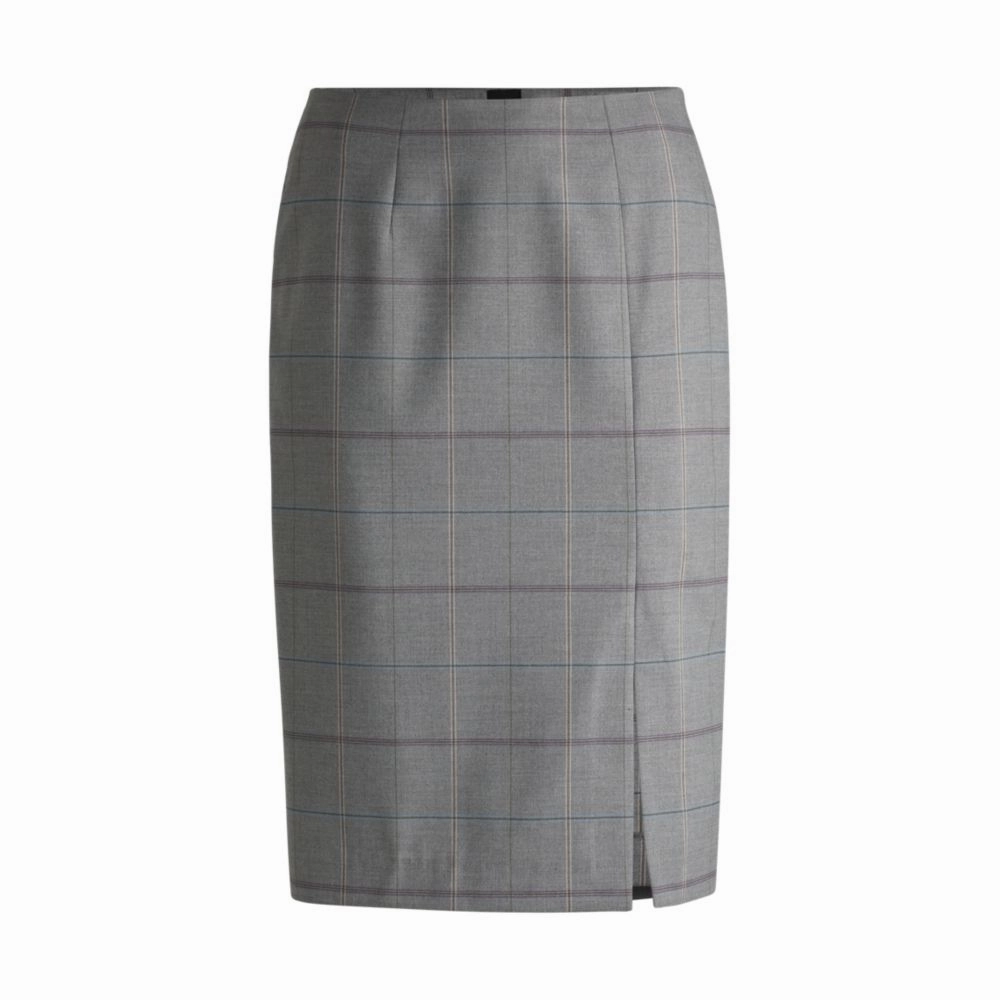 Contemporary Mood Linen blend Pencil skirt in checked stretch fabric